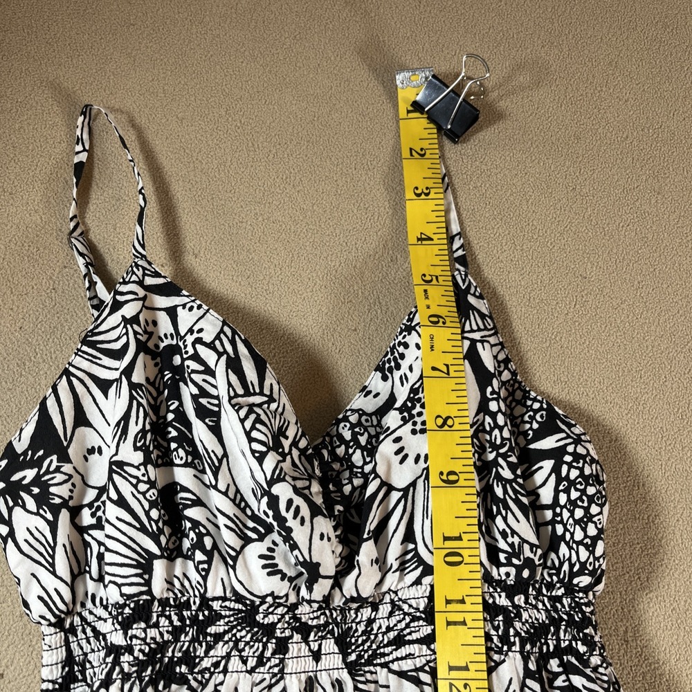 Aeropostale Maxi Dress Women's XS Black‎ White Pink Floral Hawaiian Resort Y2K - Picture 12 of 14